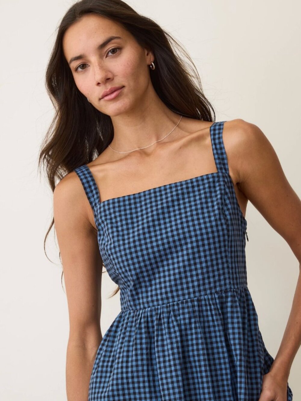 NWT Marine Layer Blue Gingham Dress, sz S - Picture 3 of 7
